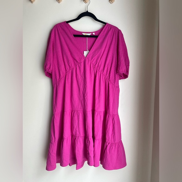 Boden Dresses & Skirts - BODEN | Pink tiered puff sleeve dress 100% cotton | Size 10